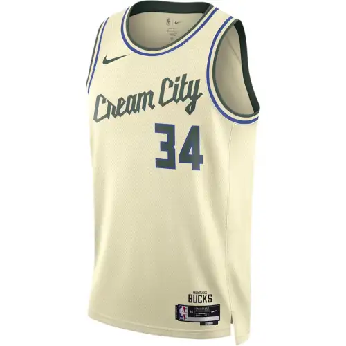 Nike NBA Swingman City Edition 2025-26 Season Milwaukee Bucks Giannis Antetokounmpo No. 34 Colorblock Round Neck Pullover Sleeveless Basketball Vest Men's Style
