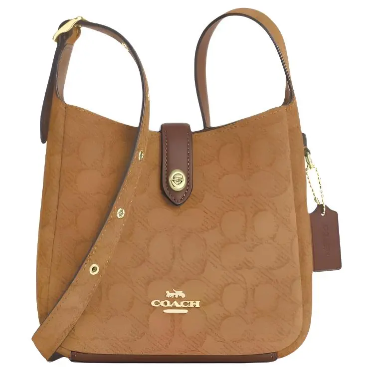 COACH Hadley Iconic Suede With Smooth Leather Crossbody Bag, Shoulder Bag Mini Women's Brown
