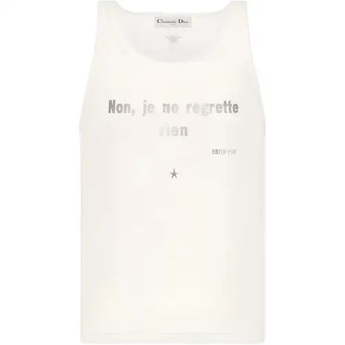 DIOR Tank Tops Women's White Crew Neck Moderate Straight Fit