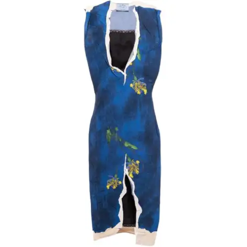 PRADA Sleeveless Dresses Women's Dark Purple Blue Moderate Mid Length