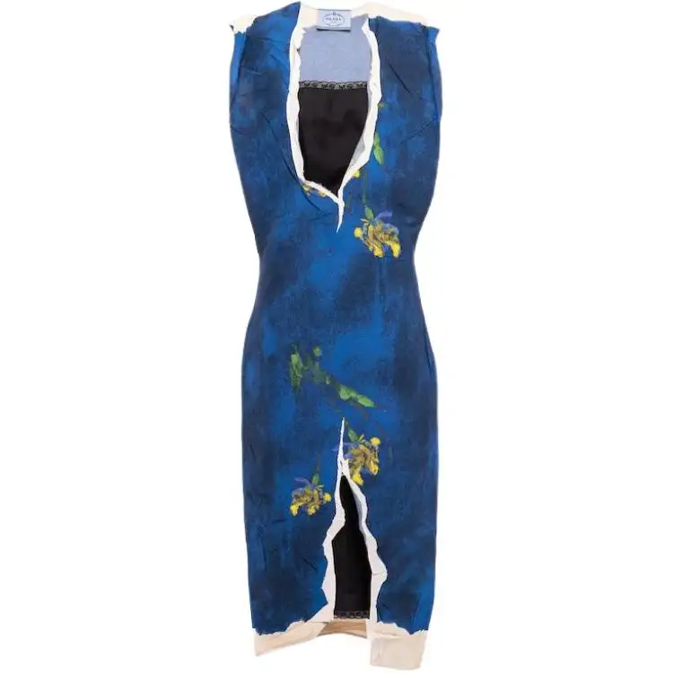 PRADA Sleeveless Dresses Women's Dark Purple Blue Moderate Mid Length