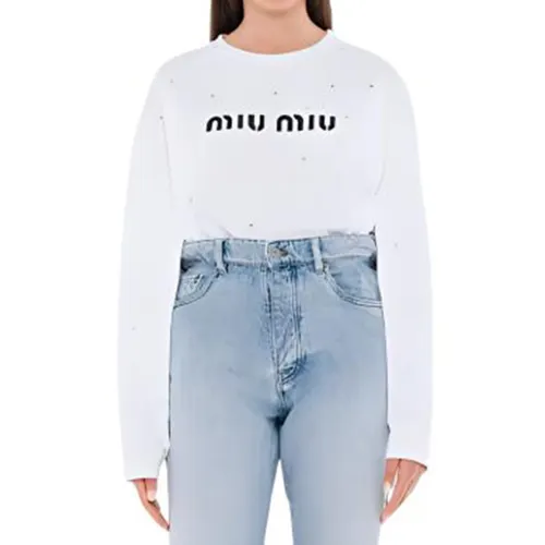 MIU MIU T Shirts Women's White Crew Neck Moderate