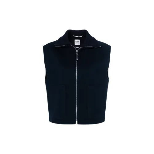HERMES Vests Women's Blue Stand Collar Moderate Other