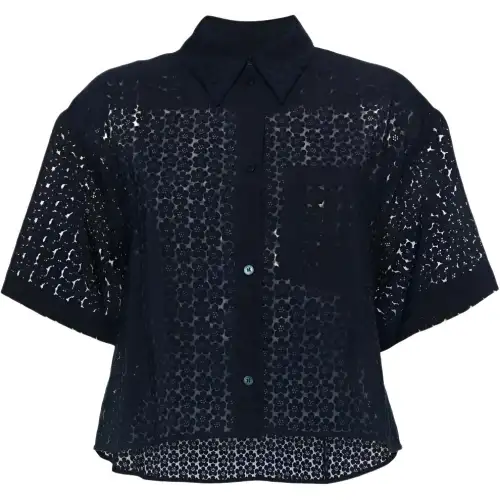 KENZO Boke Devore High-Low Hem Cropped Shirt