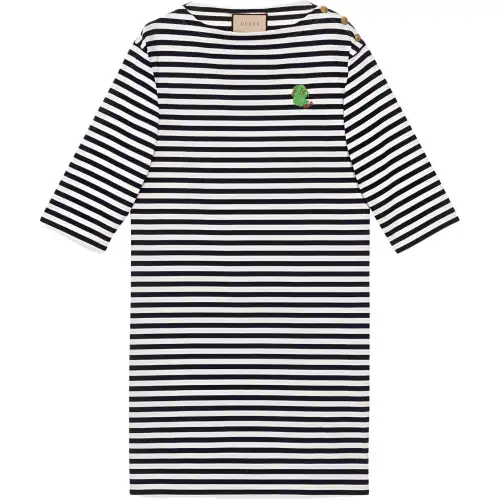 【Previous Season】stripe-print embroidered dress