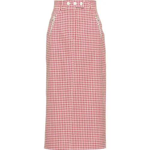 MIU MIU Casual Long Skirts Women's Red Moderate Long A Line Skirt