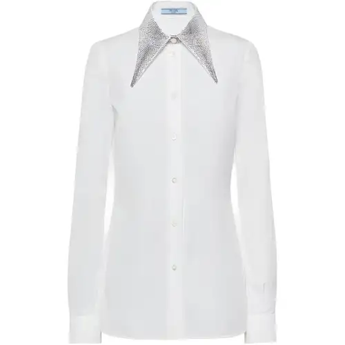 PRADA Rhinestone embellished Cotton Shirt