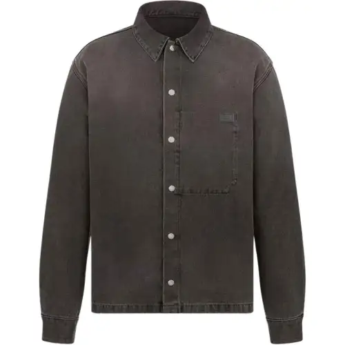 DIOR Shirts Men's Gray Pointed Collar Moderate Other