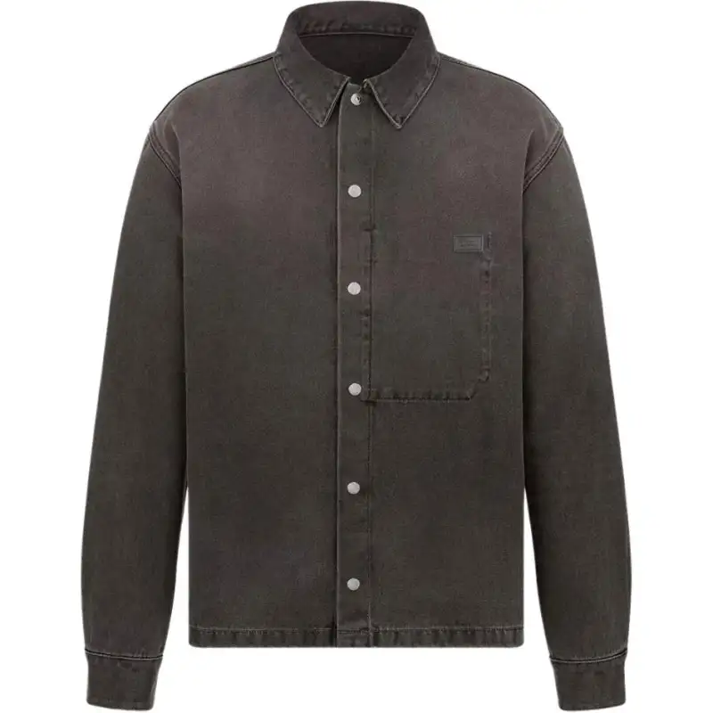 DIOR Shirts Men's Gray Pointed Collar Moderate Other
