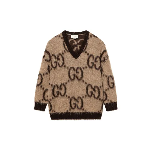 GUCCI Sweaters Women's Beige V Neck Moderate A Line