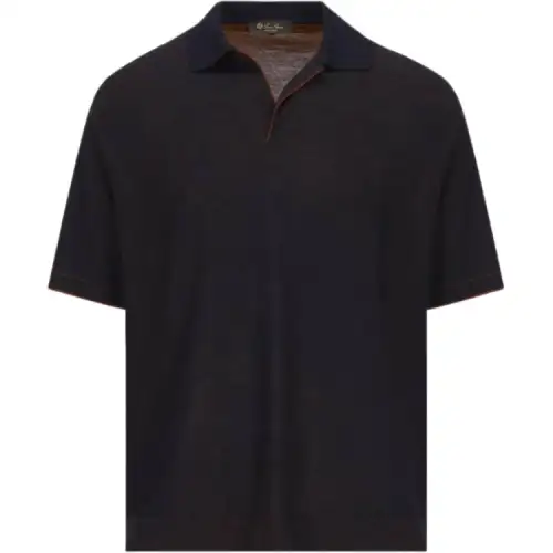 Loro Piana Polo Shirts Men's Black Polo Collar Moderate Other