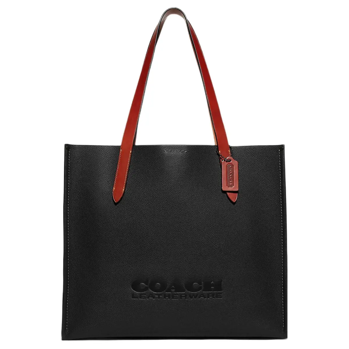 COACH Relay Pebble Texture And Waxy Plant Leather Coated Canvas Shoulder Bags Large Women's Black