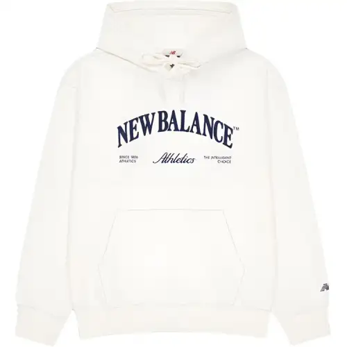 New Balance Sweatshirts Men's Ivory White Hooded Moderate Regular