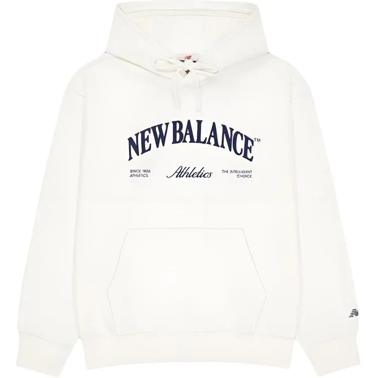 New Balance Sweatshirts Men's Ivory White Hooded Moderate Regular