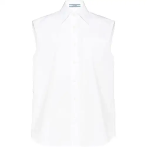 PRADA Shirts Women's White Pointed Collar Moderate Other