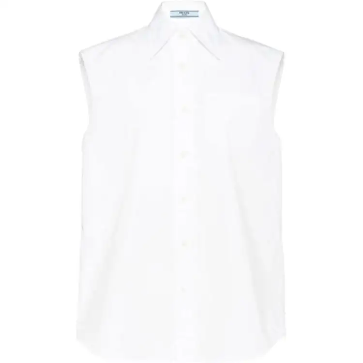 PRADA Shirts Women's White Pointed Collar Moderate Other