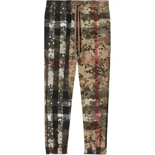 Burberry Knitted Sweatpants Men's Camouflage Moderate Cuffed Pants