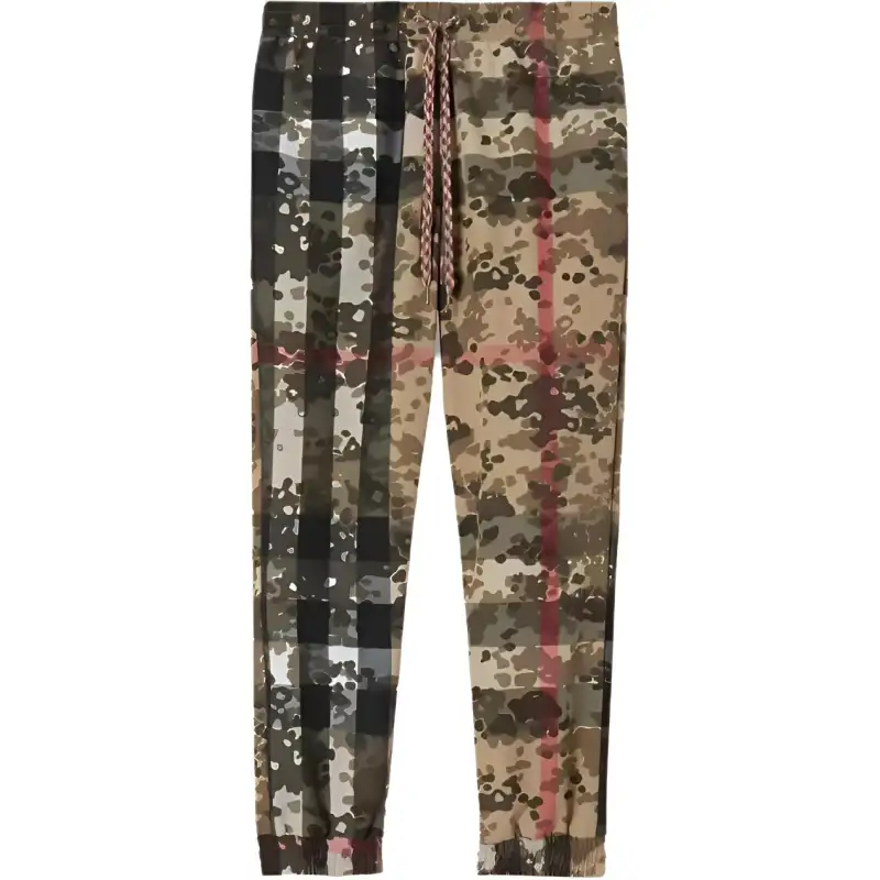 Burberry Knitted Sweatpants Men's Camouflage Moderate Cuffed Pants