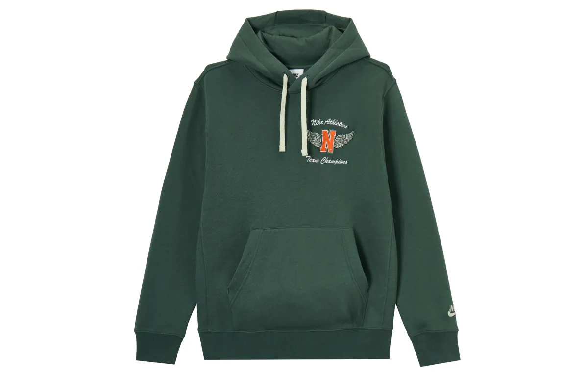Nike Sportswear Club Comfortable Soft Fleece Lined Pullover Hooded Sweatshirt Men's Vintage Green