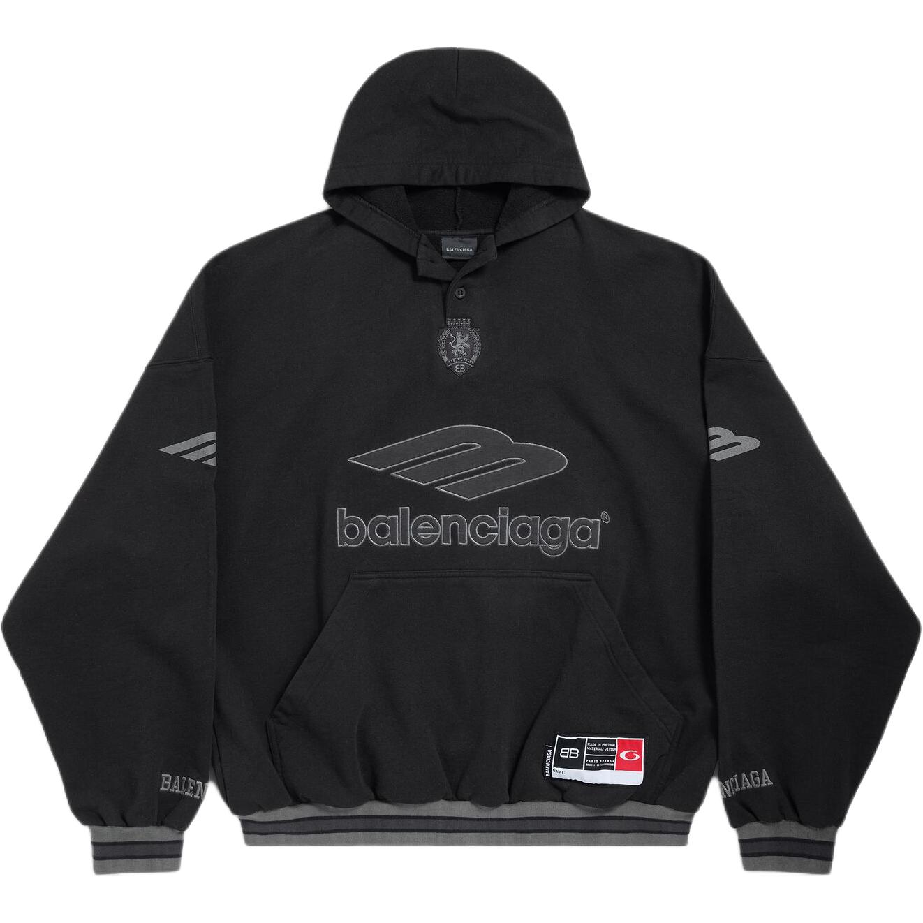 Мужское худи Balenciaga FW25 FOOTBALL Polo (черное)