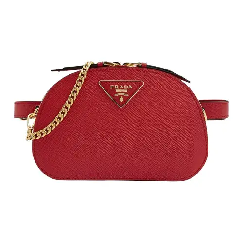 PRADA Cow Leather Sling Bag, Crossbody Bag, Fanny Pack Women's Red