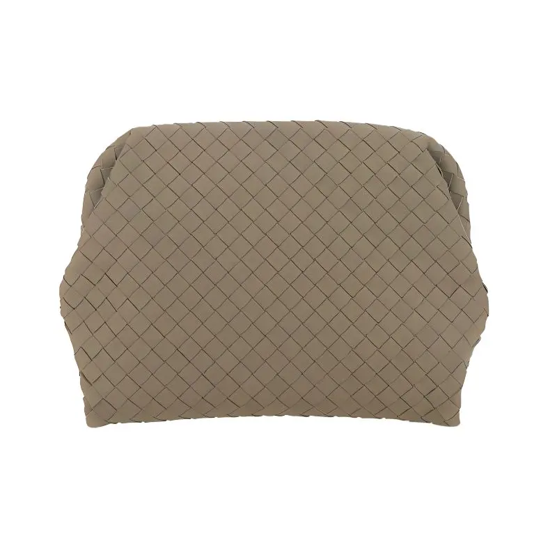 Bottega Veneta Cow Leather Clutch Unisex Light Gray