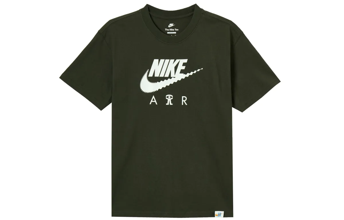 Nike T-Shirts Men's Green Crew Neck Moderate Straight Fit