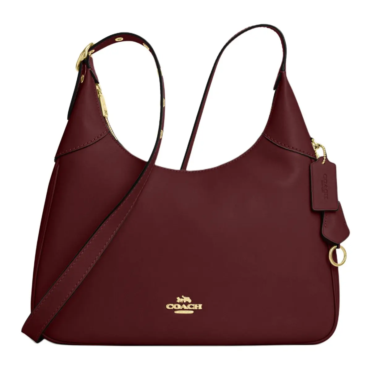 COACH Ella Cow Leather Shoulder Bag Large Women's Umber Red