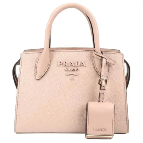PRADA Saffiano Cow Leather Handbag Women's Pink
