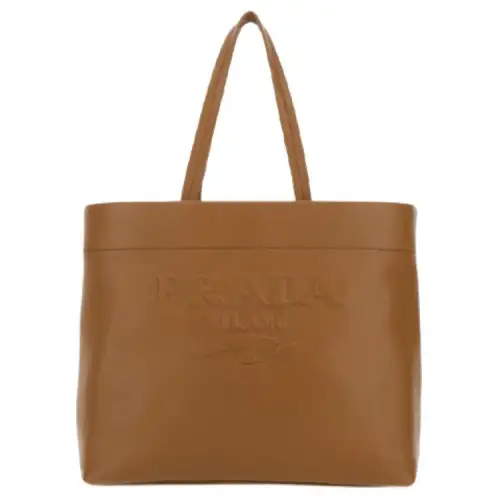 PRADA Deerskin Tote Bag, Shopping Bag, Handbag Women's Camel