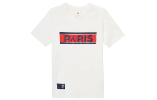 Jordan Wordmark Short Sleeved T Shirts Men's White