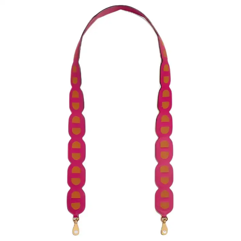 HERMES Maillons Gold tone Lock Epsom Calfskin Bag Straps Women's Berry Red & Hemp