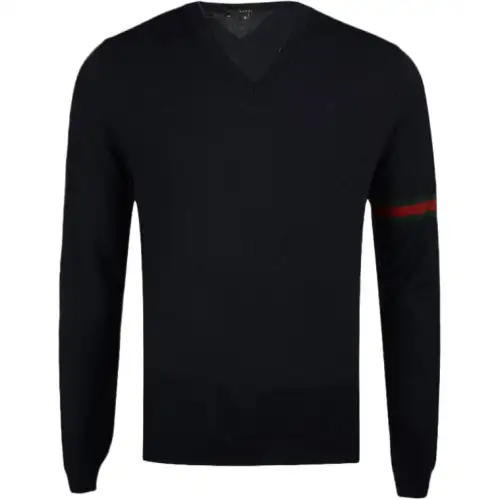 GUCCI Sweaters Men's Dark Blue Crew Neck Moderate Other