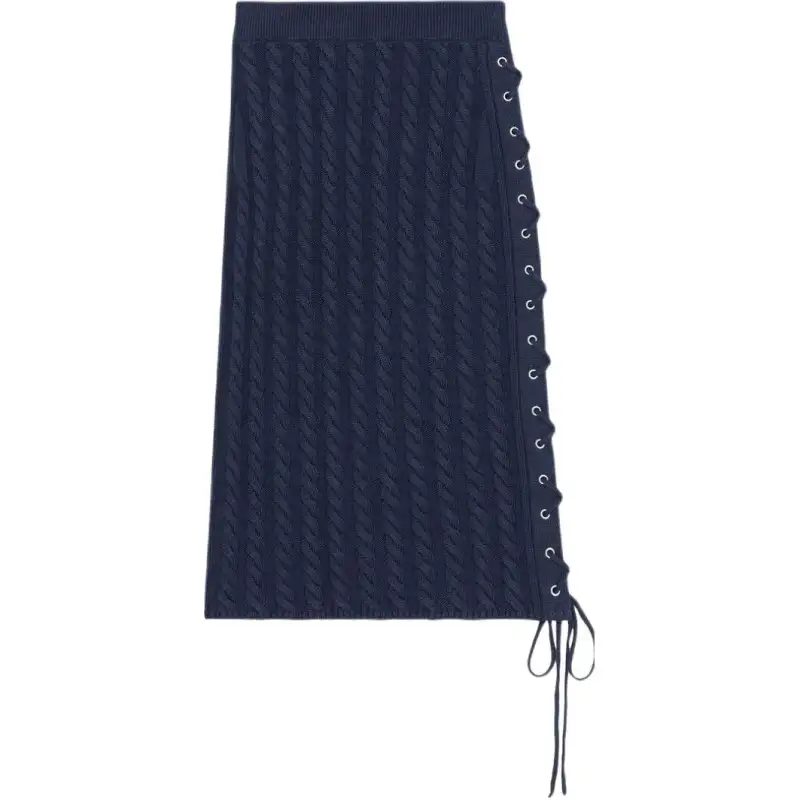 KENZO Lace Up Ribbed Midi Skirt