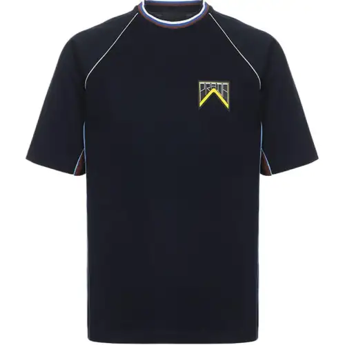 PRADA T Shirts Men's Marine Blue Multicolor Crew Neck Moderate Straight Fit