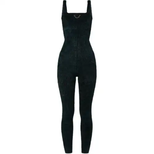 LOUIS VUITTON Fuzzy Knit Bodysuit Jumpsuit Women's Black