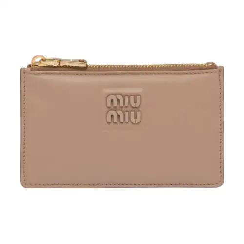 MIU MIU Leather Wallet Women's Beige