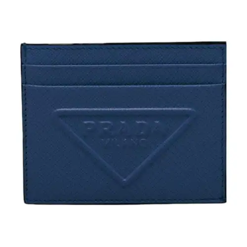 PRADA Saffiano Leather Card Holder Men's Marine Blue