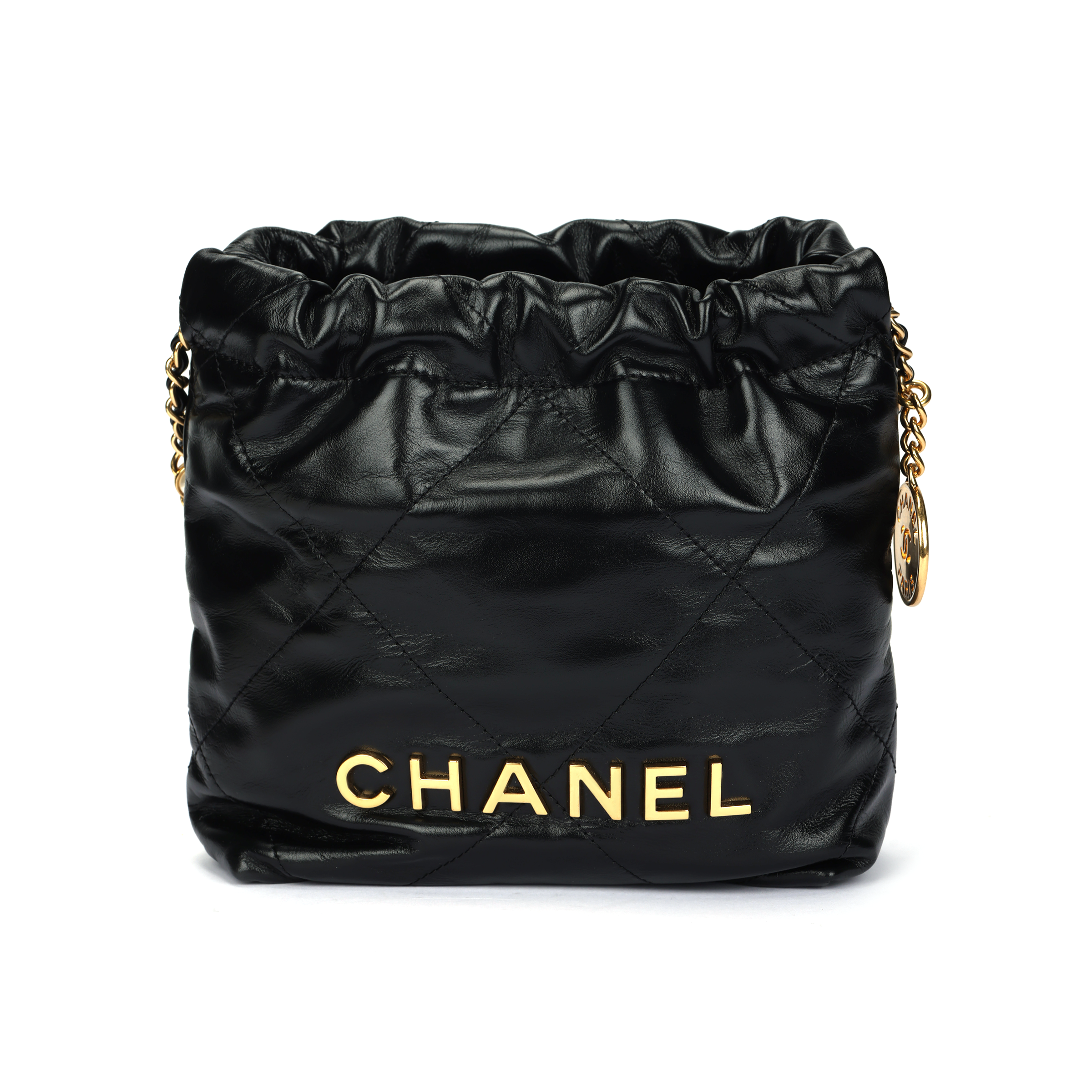 CHANEL Chanel, foldable coins, glossy leather small one-shoulder bag pearl for men and women, with your logo imprint, drawstring, material, for beloved