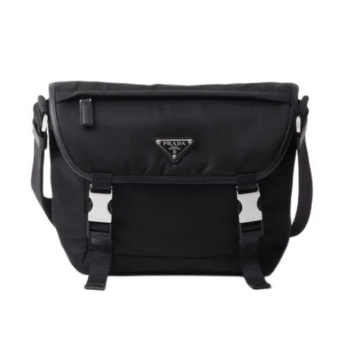 PRADA Recycled Nylon With Saffiano Leather Crossbody Bag, Shoulder Bag Men's Black