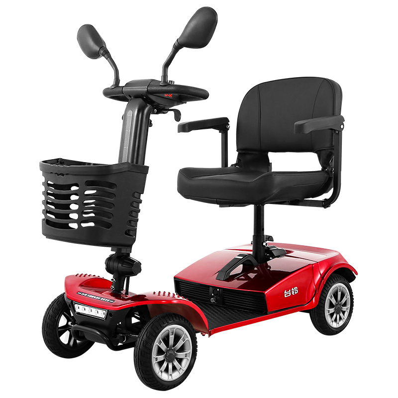 Electric foldable four-wheel car, portable frame, elite walker for elderly, safe moped