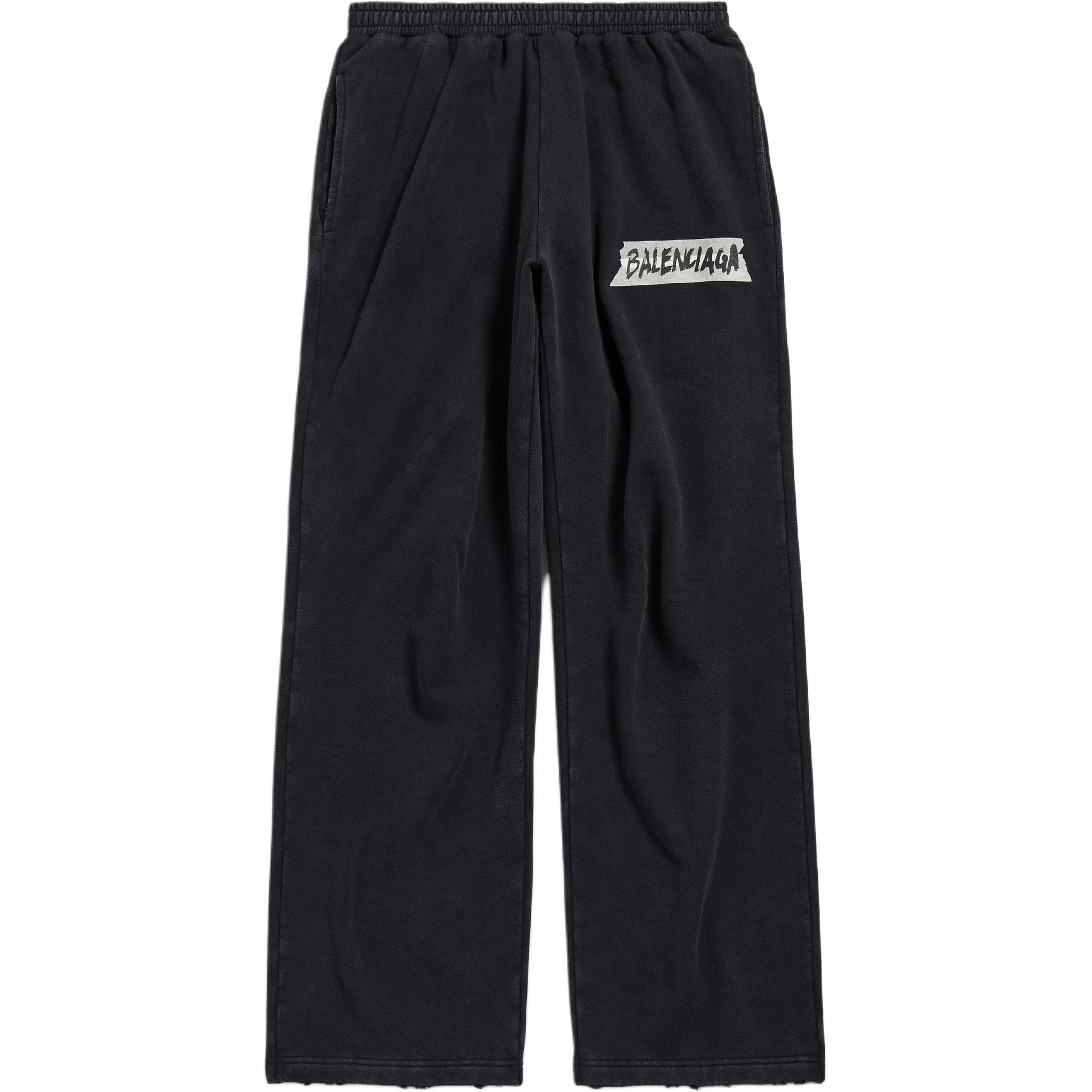 Мужские штаны Balenciaga Tape Logo (черные)