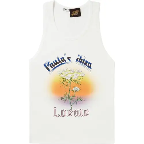 LOEWE Tank Tops Men's White Crew Neck Moderate Straight Fit