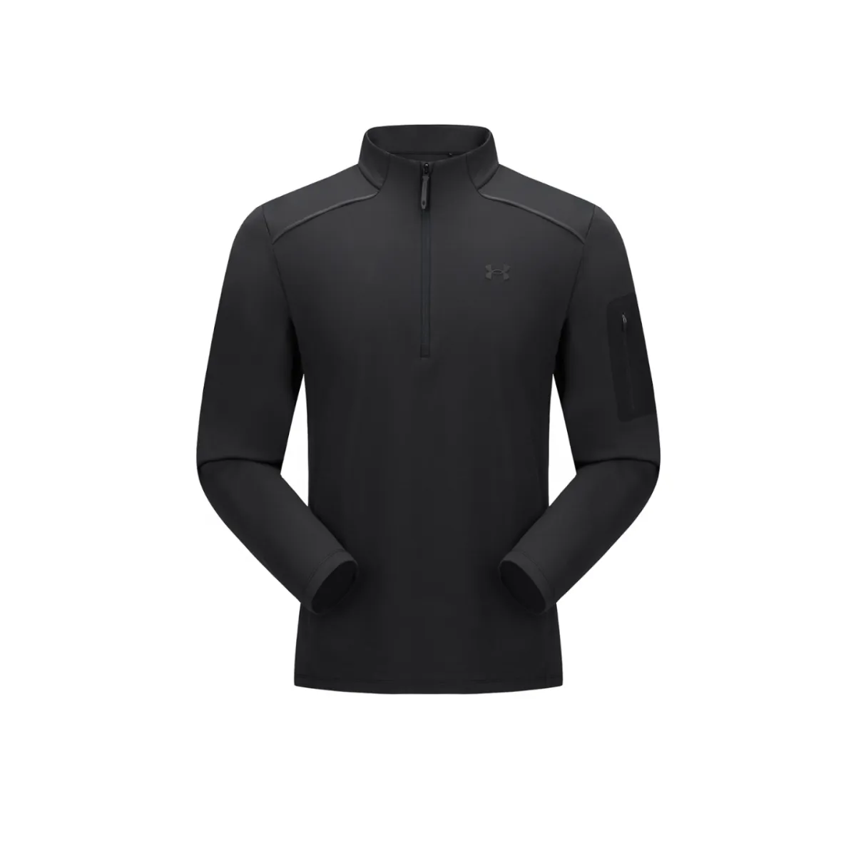 Under Armour T-Shirts Men's Twilight Black Stand Collar Moderate Straight Fit