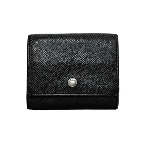 LOUIS VUITTON Leather Wallet Regular Unisex Black