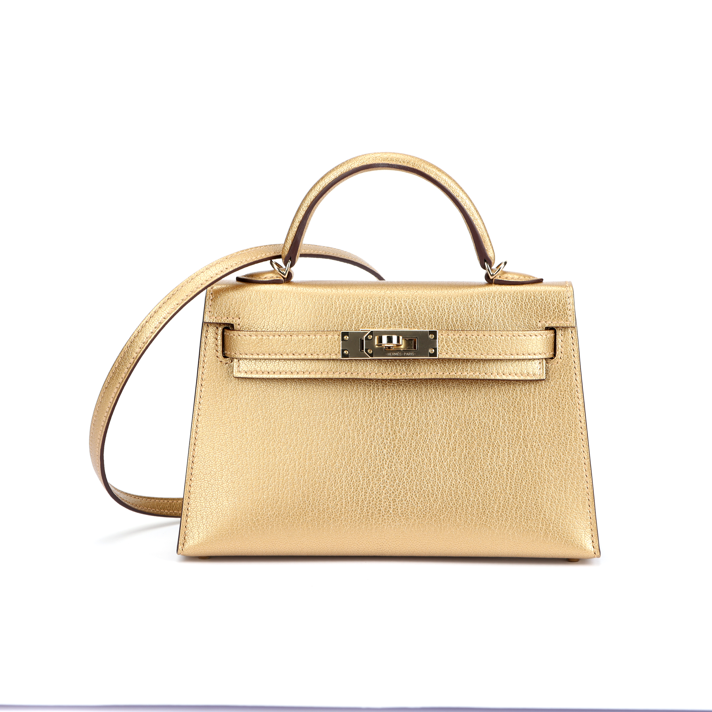 Женская сумка Hermes Mini Kelly 19 (золотая)