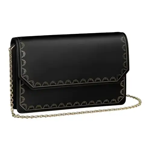 CARTIER Guirlande Calfskin Shoulder Bag, Crossbody Bag Women's Black
