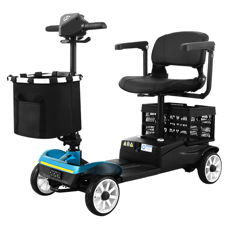 Electric elite four-wheel car, foldable walker for elderly, portable safe moped