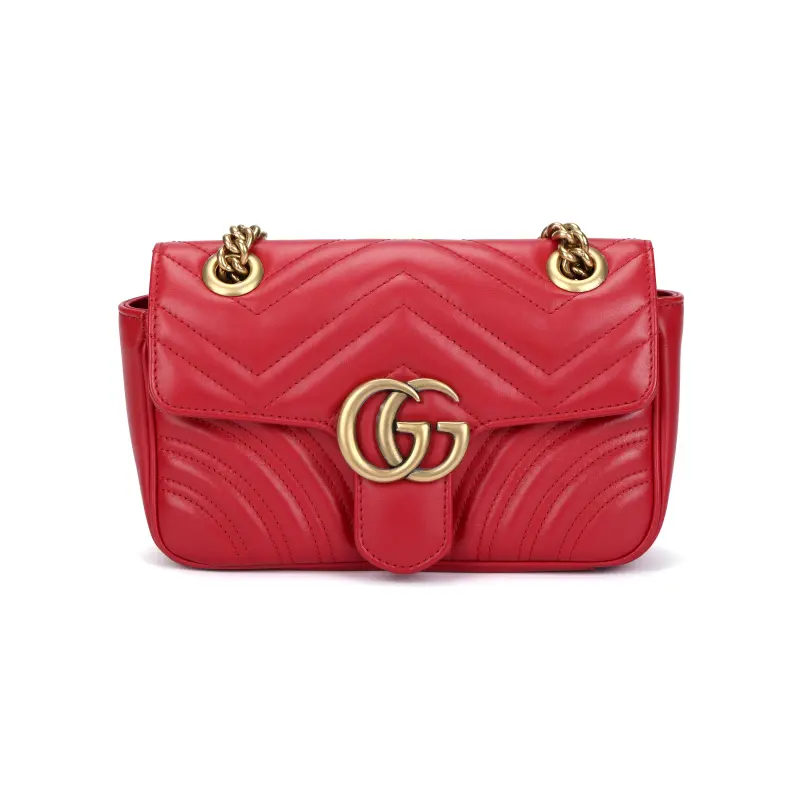 GUCCI GG Marmont Quilted Leather Crossbody Bag, Shoulder Bag Small Women's Red