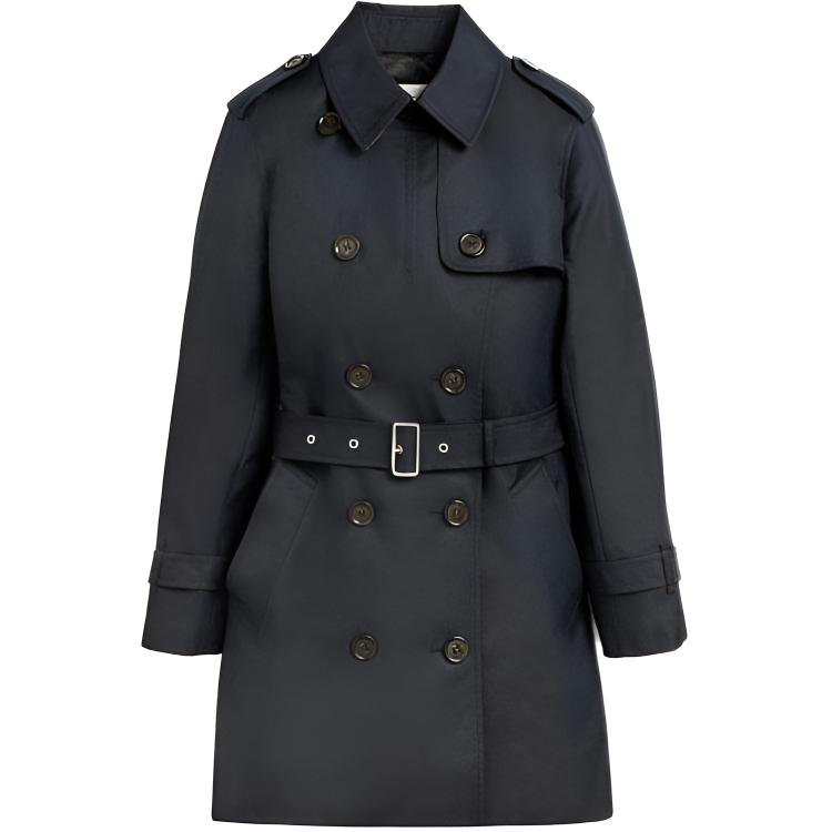 COACH Trench Coats Women's Marine Blue Lapel Moderate